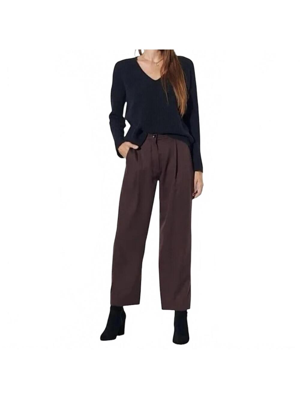 The Reset R Label Slouchy Trouser Pleated Pants Lyocell Brown Women's Small